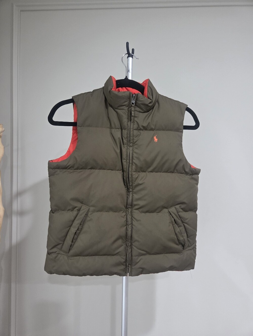 Polo by Ralph Lauren Boy's Olive Green Puffer Reversible  Vest Sz.7